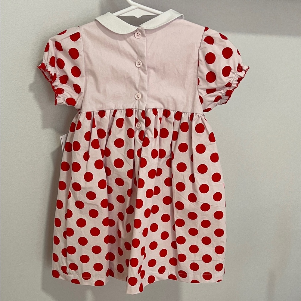 Disney Light Pink/ Red Minnie Mouse Toddler Dress with Bloomers Size 18-24 Month - Picture 5 of 6